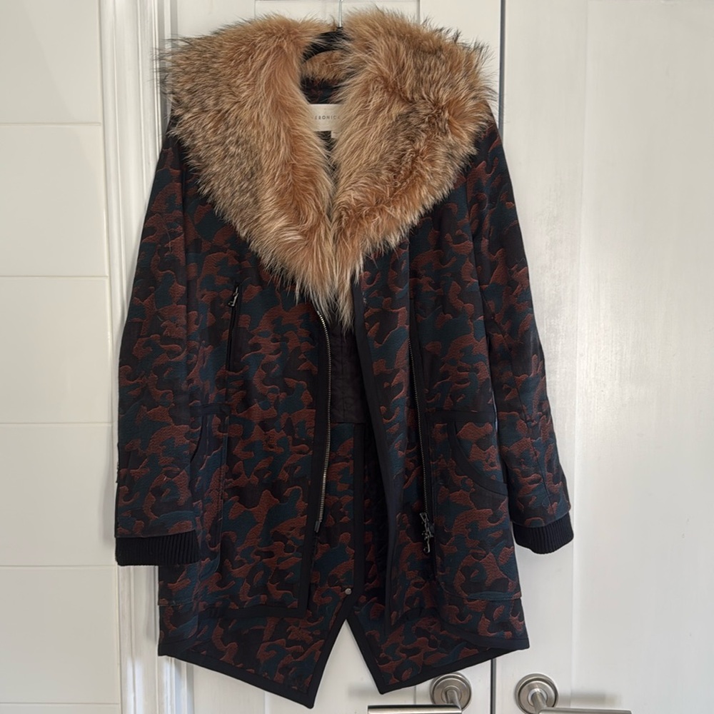 Veronica Beard, Removable Fur Trim Coat
